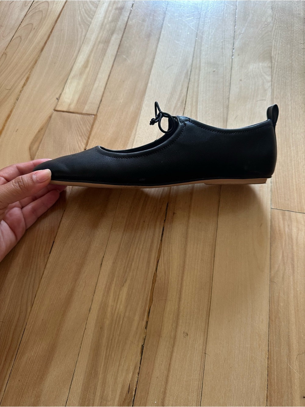 Franco Sarto Black Square-Toe Bow Ballet Flats - Picture 2 of 4
